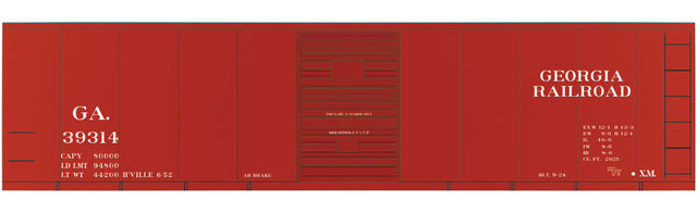Railroad Decal Set -- Georgia Railroad 40' Steel Single-Door Boxcar