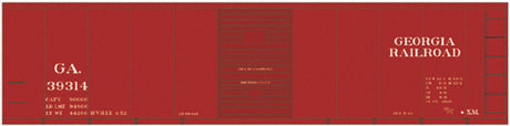 Railroad Decal Set -- Georgia Railroad 40' Steel Single-Door Boxcar