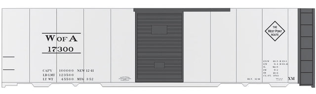 Railroad Decal Set -- Western Railway of Alabama 40' Steel Single-Door Boxcar (silver Car)