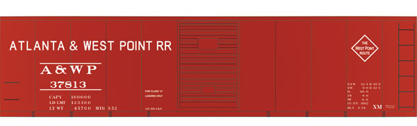 Railroad Decal Set 6-Pack -- Atlanta & West Point 40' Steel Single-Door Boxcar