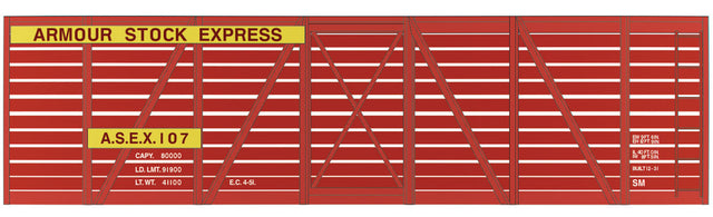 Railroad Decal Set 6-Pack -- Armour 40' Wood Stock Car