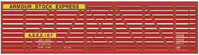 Railroad Decal Set -- Armour 40' Wood Stock Car