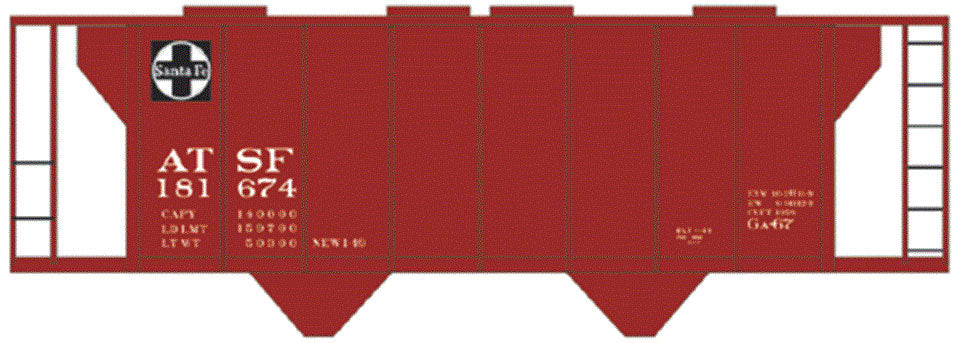 Railroad Decal Set -- Santa Fe Class GA-67 2-Bay Covered Hopper