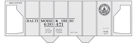 Railroad Decal Set -- Baltimore & Ohio Class N-34 2-Bay Covered Hopper (13 States Logo)