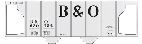 Railroad Decal Set -- Baltimore & Ohio Class N-38 2-Bay Covered Hopper (Large B&O)