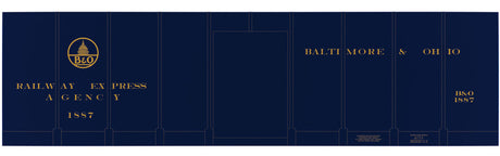Railroad Decal Set 6-Pack -- Baltimore & Ohio REA Class M-15 Express Boxcar (blue car)