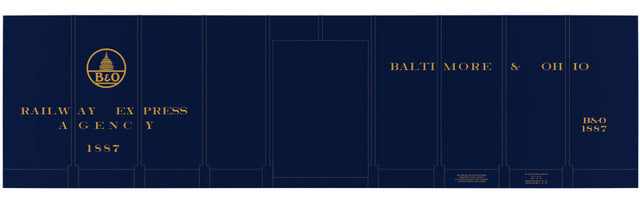 Railroad Decal Set 6-Pack -- Baltimore & Ohio REA Class M-15 Express Boxcar (blue car)