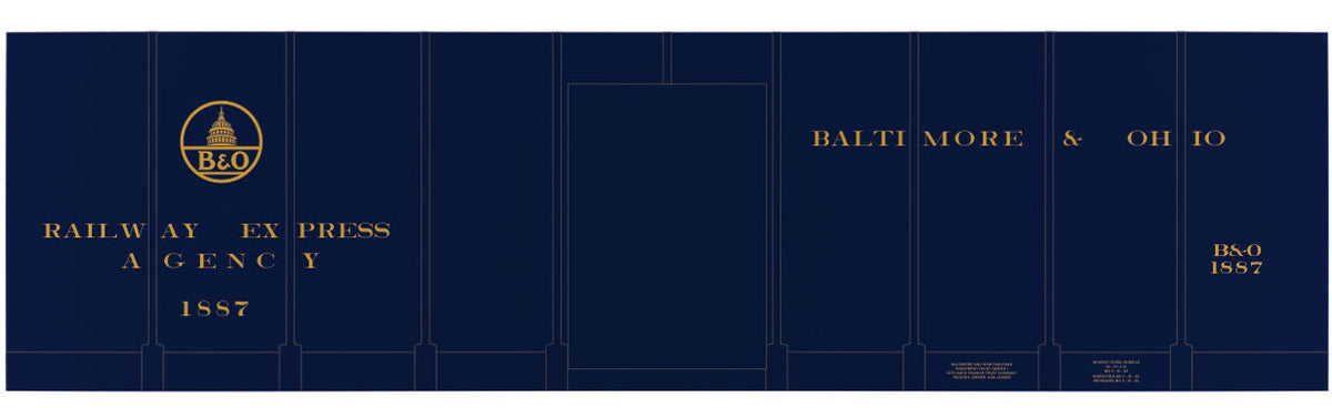 Railroad Decal Set -- Baltimore & Ohio REA Class M-15 Express Boxcar (blue car)