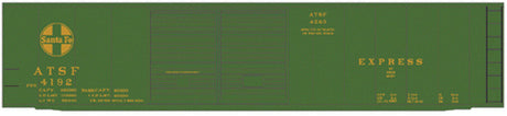 Railroad Decal Set -- Santa Fe 50' Express Boxcar (green car)