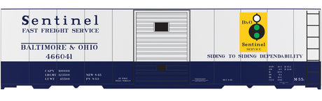 Railroad Decal Set -- Baltimore & Ohio Class M55c 40' Boxcar (Sentinel, silver & blue car)