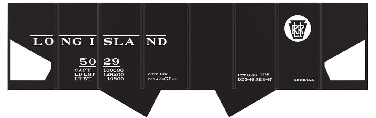 Railroad Decal Set 6-Pack -- Long Island Rail Road USRA 2-Bay Open Hopper (black Car w/Circle Logo)