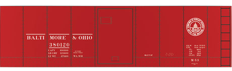 Railroad Decal Set -- Baltimore & Ohio Class M53 40' Boxcar (13 States Logo)