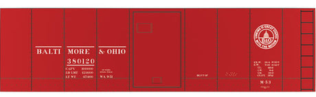 Railroad Decal Set -- Baltimore & Ohio Class M53 40' Boxcar (13 States Logo)