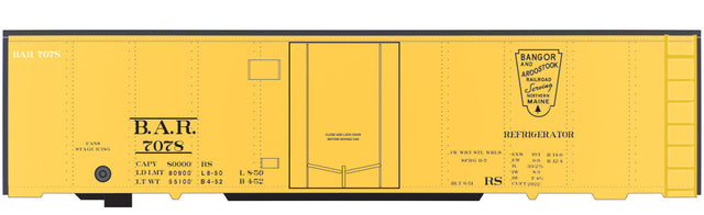 Railroad Decal Set -- Bangor & Aroostook 40' Steel Ice Reefer (yellow car)