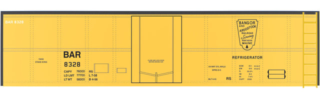Railroad Decal Set -- Bangor & Aroostook 40' Modern Steel Ice Reefer (yellow car)