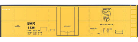 Railroad Decal Set -- Bangor & Aroostook 40' Modern Steel Ice Reefer (yellow car)