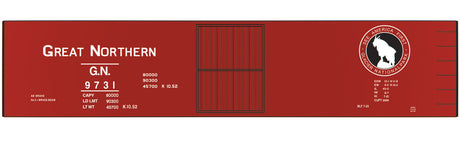 Railroad Decal Set -- Great Northern 40' Double-Sheathed Wood Boxcar (1950s Glacier Park Logo)