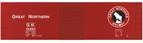 Railroad Decal Set -- Great Northern 40' Steel Boxcar (Boxcar Red Car, Rocky Silhouette)