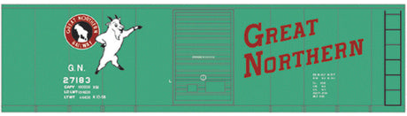 Railroad Decal Set -- Great Northern 40' Steel Boxcar (Jade Green Car, Standing Rocky)