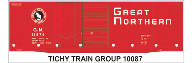Railroad Decal Set -- Great Northern 40' Double-Door Boxcar (red, Empire Lettering, Rocky Silhouet