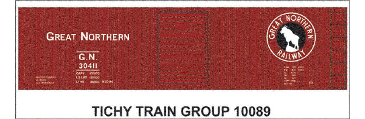 Railroad Decal Set -- Great Northern 40' Double-Sheathed Wood Boxcar (Silhouette Logo)