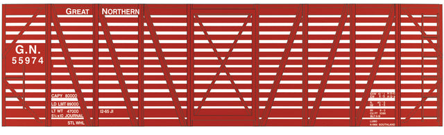 Railroad Decal Set 6-Pack -- Great Northern 40' Stock Car Boxcar Red Car, Small High Lettering)