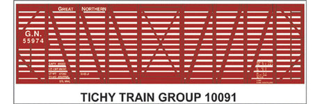 Railroad Decal Set -- Great Northern 40' Stock Car Boxcar Red Car, Small High Lettering)