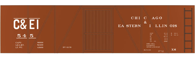 Railroad Decal Set -- Chicago & Eastern Illinois 40' Single-Sheathed Wood Boxcar