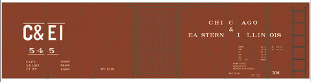Railroad Decal Set -- Chicago & Eastern Illinois 40' Single-Sheathed Wood Boxcar