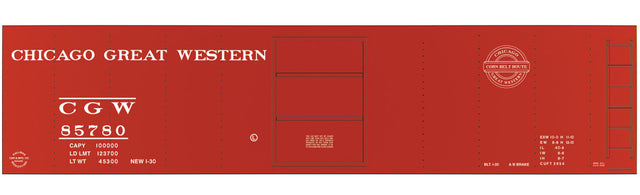 Railroad Decal Set -- Chicago Great Western 40' Single-Door Boxcar (Corn Belt Logo)