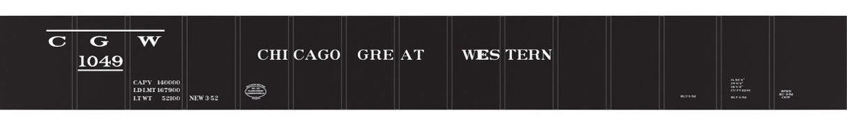 Railroad Decal Set -- Chicago Great Western 50' Steel Gondola