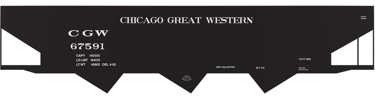 Railroad Decal Set -- Chicago Great Western 3-Bay Steel Hopper