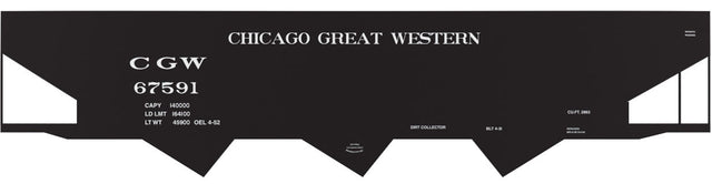Railroad Decal Set -- Chicago Great Western 3-Bay Steel Hopper