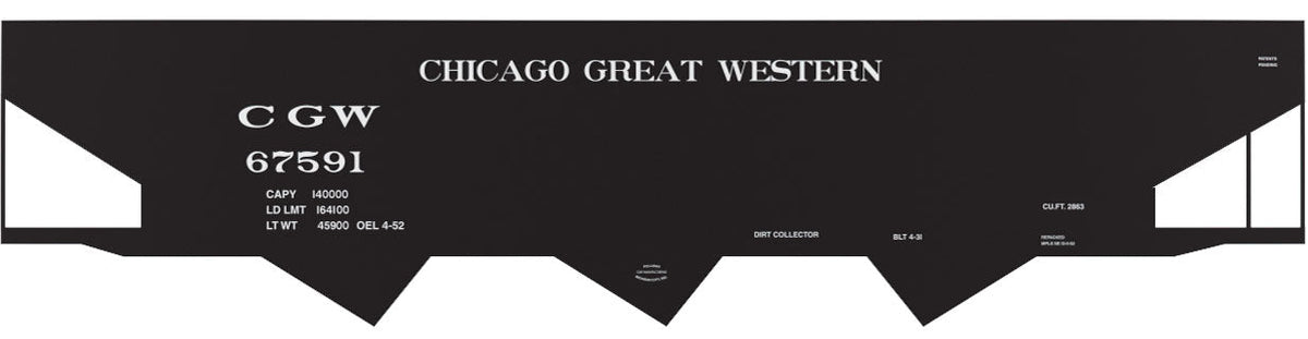 Railroad Decal Set -- Chicago Great Western 3-Bay Steel Hopper
