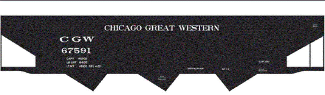 Railroad Decal Set -- Chicago Great Western 3-Bay Steel Hopper