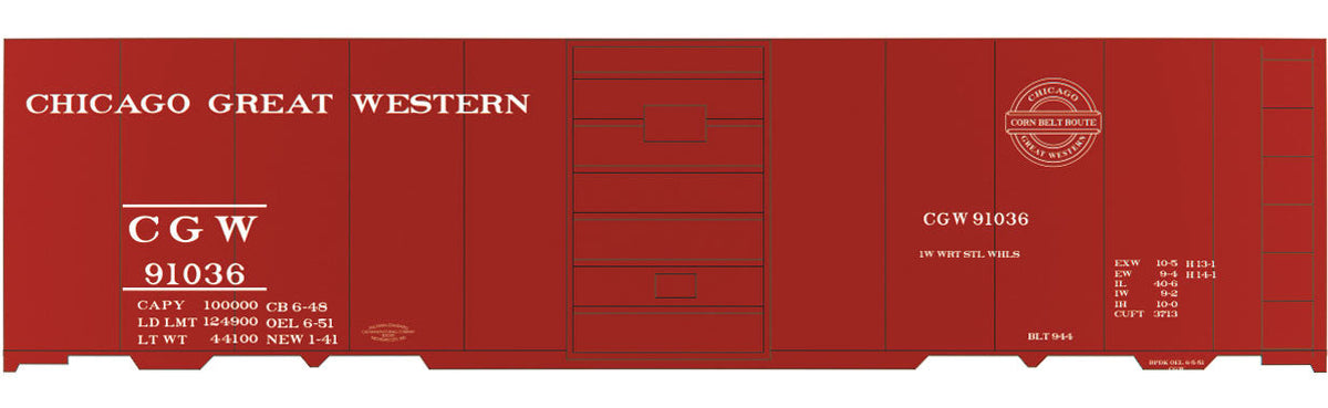 Railroad Decal Set 6-Pack -- Chicago Great Western 40' Single-Door Boxcar (1941 Corn Belt Logo)