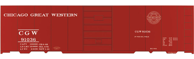 Railroad Decal Set -- Chicago Great Western 40' Single-Door Boxcar (1941 Corn Belt Logo)