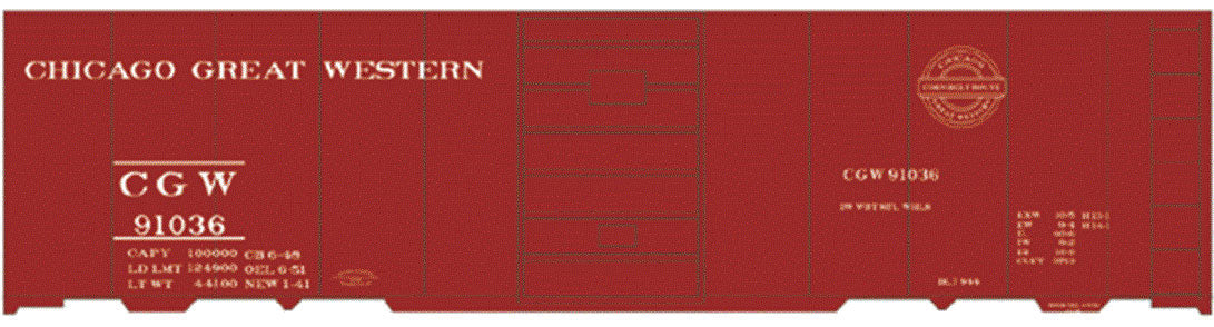 Railroad Decal Set -- Chicago Great Western 40' Single-Door Boxcar (1941 Corn Belt Logo)