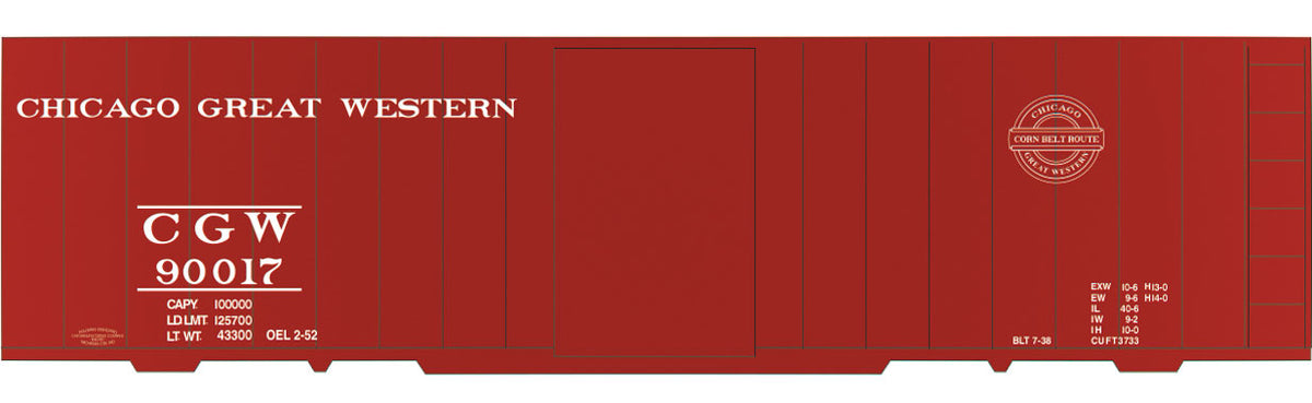 Railroad Decal Set 6-Pack -- Chicago Great Western 40' Single-Door Boxcar (1952 Corn Belt Logo)