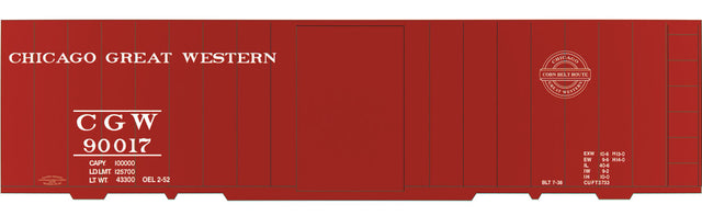 Railroad Decal Set 6-Pack -- Chicago Great Western 40' Single-Door Boxcar (1952 Corn Belt Logo)