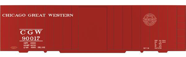 Railroad Decal Set -- Chicago Great Western 40' Single-Door Boxcar (1952 Corn Belt Logo)