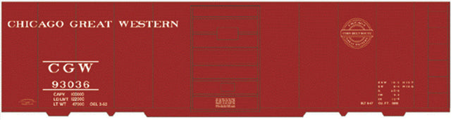 Railroad Decal Set -- Chicago Great Western 40' Single-Door Boxcar (1952 Corn Belt Logo)