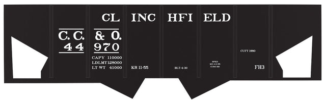Railroad Decal Set 6-Pack -- Clinchfield USRA 2-Bay Hopper
