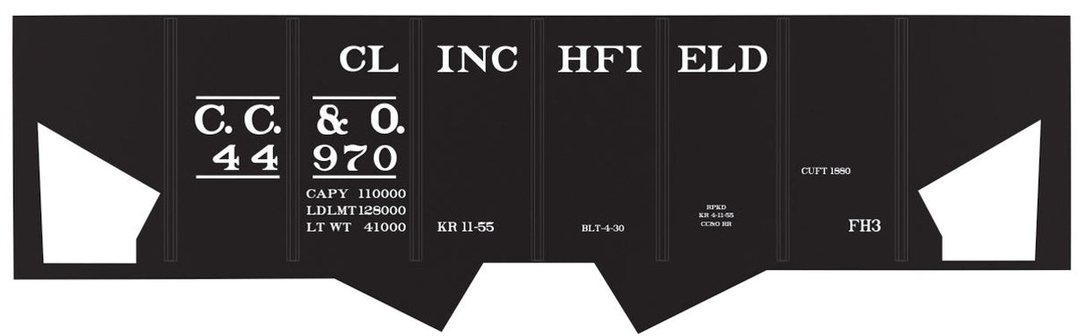 Railroad Decal Set -- Clinchfield USRA 2-Bay Hopper