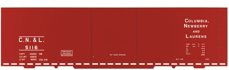 Railroad Decal Set -- Columbia, Newberry & Laurens 40' Steel Boxcar