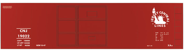 Railroad Decal Set -- Central Railroad of New Jersey 40' 1-1/2 Door Steel Boxcar