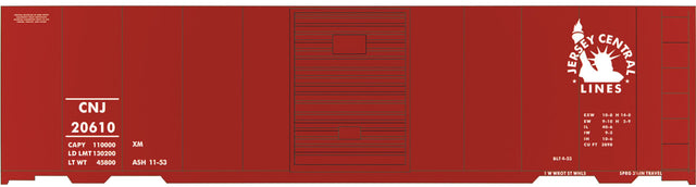 Railroad Decal Set -- Central Railroad of New Jersey 40' Door Steel Boxcar (1953)
