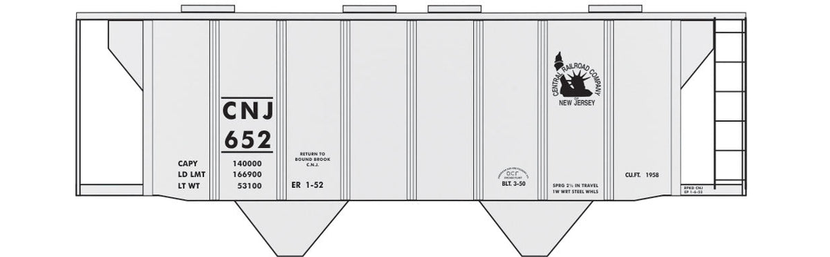 Railroad Decal Set -- Central Railroad of New Jersey Covered Hopper (Late Gray Scheme)