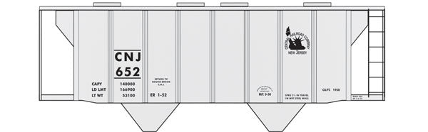 Railroad Decal Set -- Central Railroad of New Jersey Covered Hopper (Late Gray Scheme)