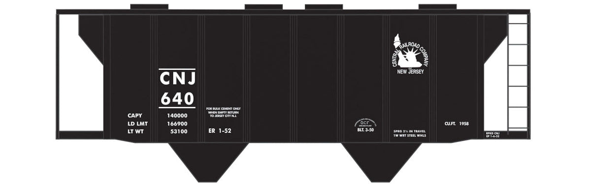 Railroad Decal Set -- Central Railroad of New Jersey Cement-Service Covered Hopper (Black Scheme)